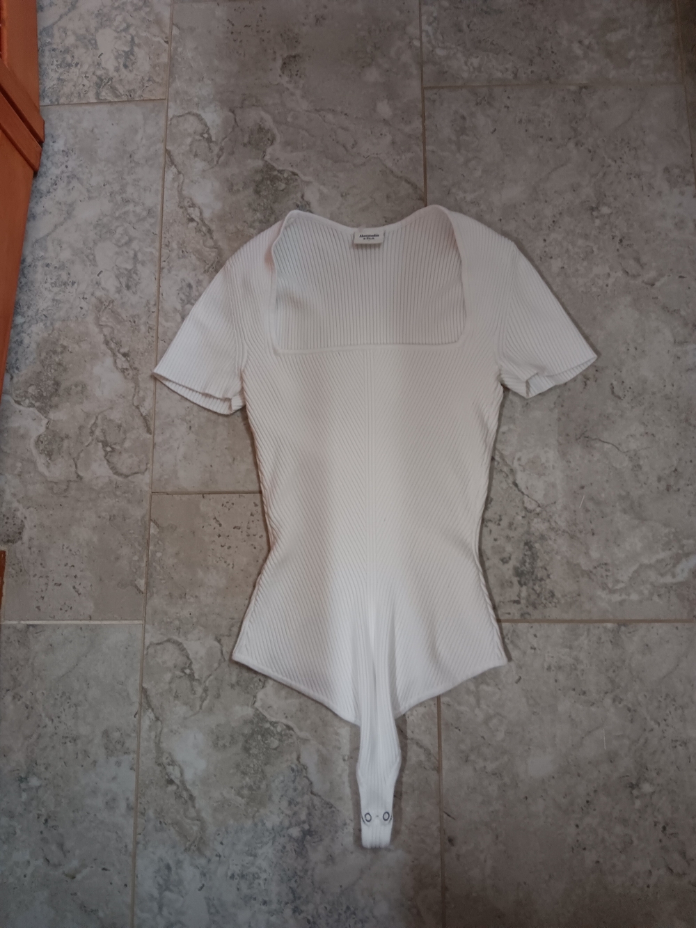 Abercrombie & Fitch White Ribbed Square-Neck Bodysuit - Picture 2 of 4